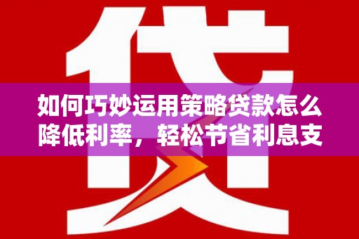 九原如何巧妙运用策略贷款怎么降低利率，轻松节省利息支出