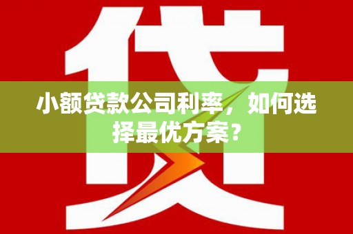 明溪小额贷款公司利率，如何选择最优方案？