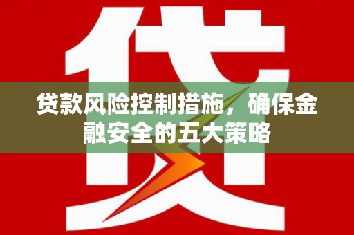 瑞芳贷款风险控制措施，确保金融安全的五大策略